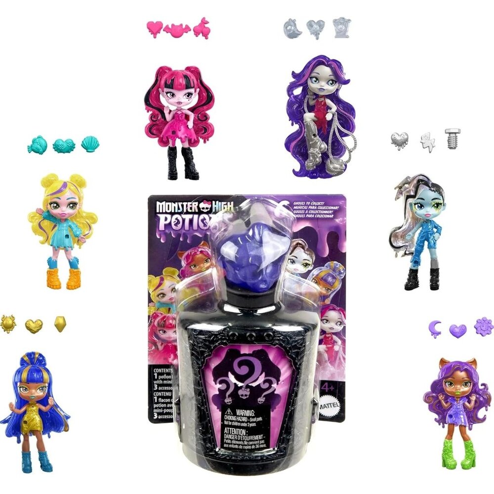 NEW Monster High Fright Size Potions Mini Dolls 3 Inch Lot Of 3 Blind Packs SALE